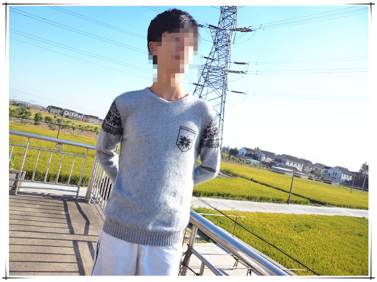 黑雪——男式小雞心領羊絨衣 - 雨靜 · 心柔 - 鉤絲編線坊