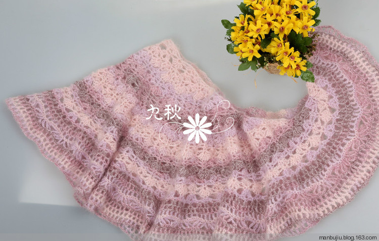 九秋作品——逸紅顏披肩 - manbujiu - 九秋——一個(gè)很胖很胖的老太