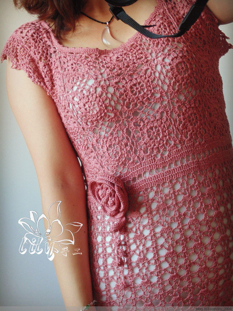 【Lily手工】--花香襲人--仿外網(wǎng)小禮服裙（云帛） - Lily - Lily的手工編織天地