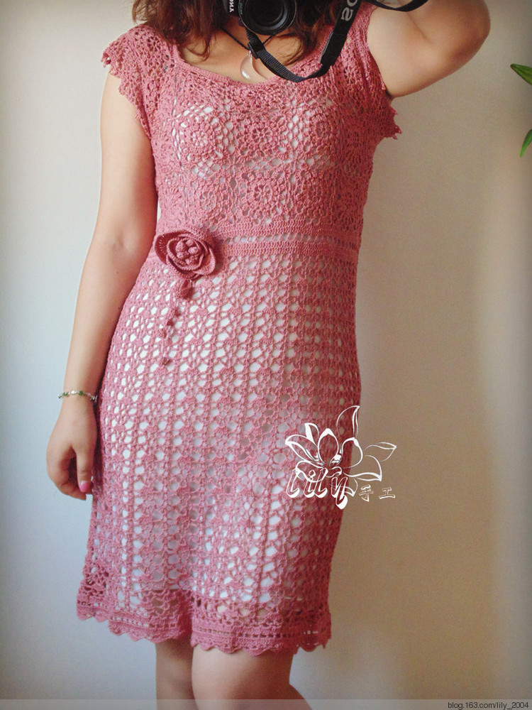 【Lily手工】--花香襲人--仿外網(wǎng)小禮服裙（云帛） - Lily - Lily的手工編織天地
