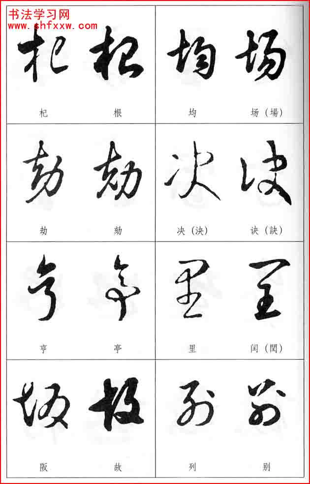 草書兩字形近識(shí)別大全（打印完整版）