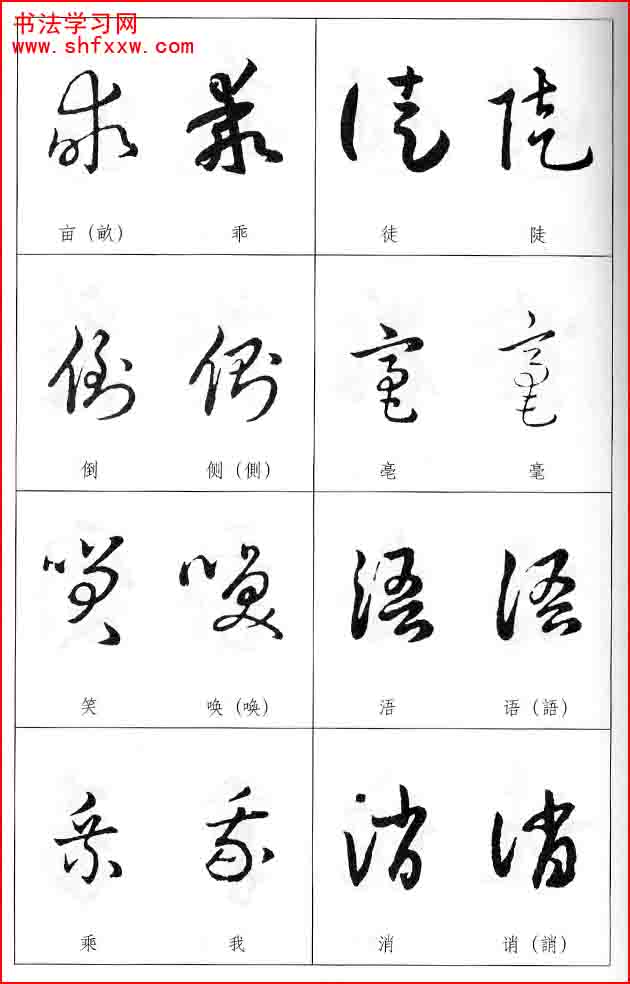 草書兩字形近識(shí)別大全（打印完整版）