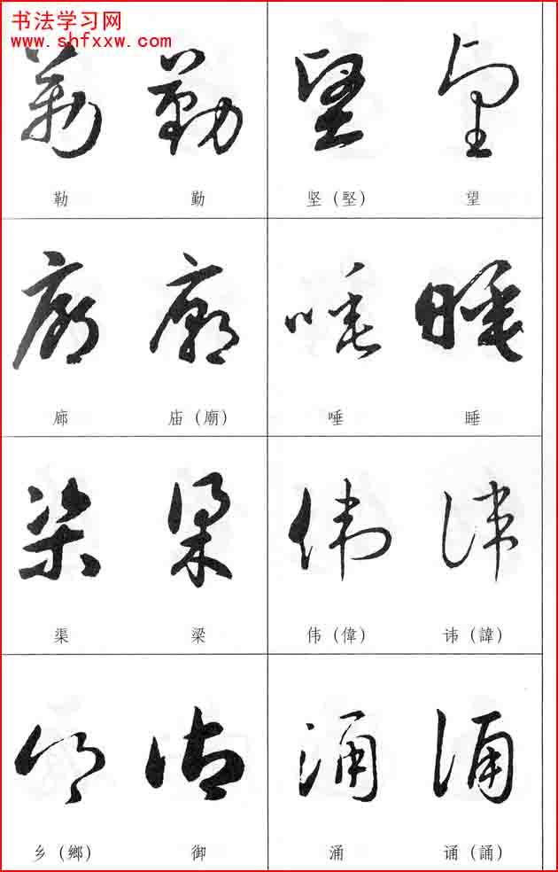 草書兩字形近識(shí)別大全（打印完整版）