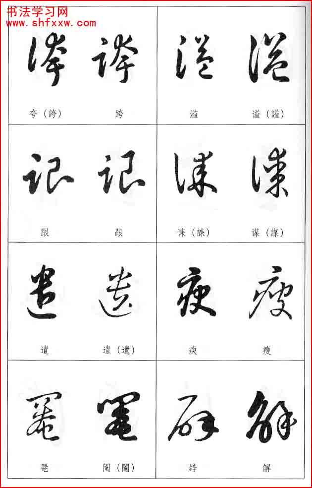 草書兩字形近識(shí)別大全（打印完整版）