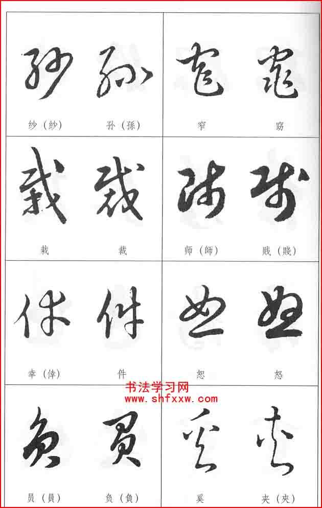 草書兩字形近識(shí)別大全（打印完整版）