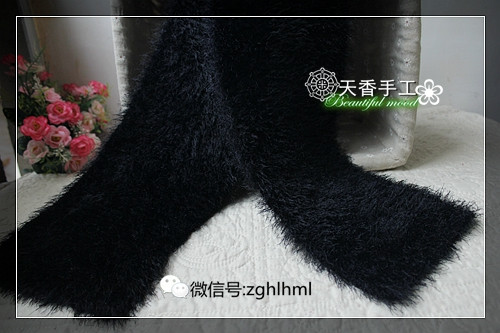 黑皮草~~~長(zhǎng)圍巾---男士款--010 - 碧海---纏夢(mèng) - 天香手編工作室