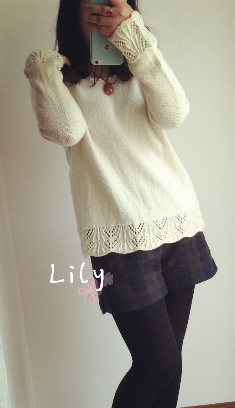 【Lily手工】--暮雪--牦牛絨花邊套衫 - Lily - Lily的手工編織天地