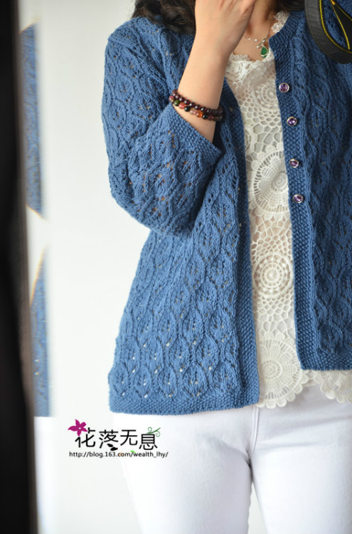 濃情5月天 時(shí)光--優(yōu)雅7分袖開衫【花落無息】（2015.12） - 花落無息 - 花落無息