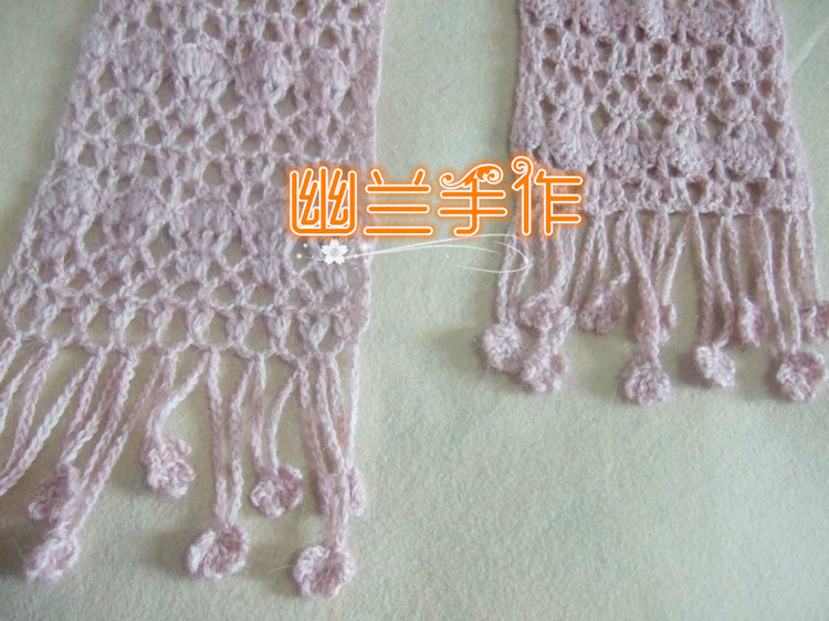 如煙～～～淡粉花朵流蘇小圍巾1507 - 空谷幽蘭 - 指間的溫柔