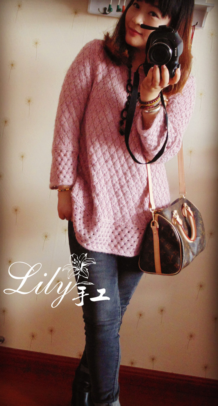 【Lily手工】--落櫻--羊毛及小馬織就的清雅長款上衣 - Lily - Lily的手工編織天地