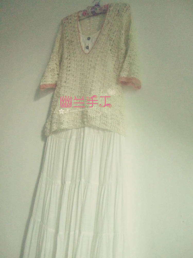 庭樹飛花～～七分袖拼色V領套衫12 - 空谷幽蘭 - 指間的溫柔