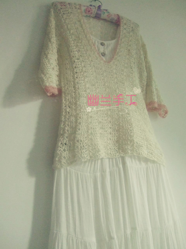 庭樹飛花～～七分袖拼色V領套衫12 - 空谷幽蘭 - 指間的溫柔