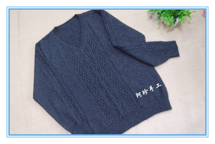 【阿珍手工】歲月—男式雞心領(lǐng)羊絨衫—九色鹿昆侖山羊絨 - 阿珍 - 阿珍手工編織