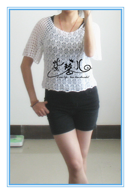 夏日的風-白色蕾絲短款罩衫（2013.06.02完工） - 紫馨兒 - 紫色☆溫馨