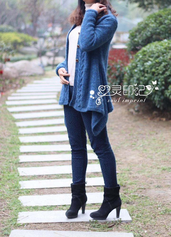 【心靈印記】隨風——麻花側(cè)長開衫 - 心靈印記 - 指間紗