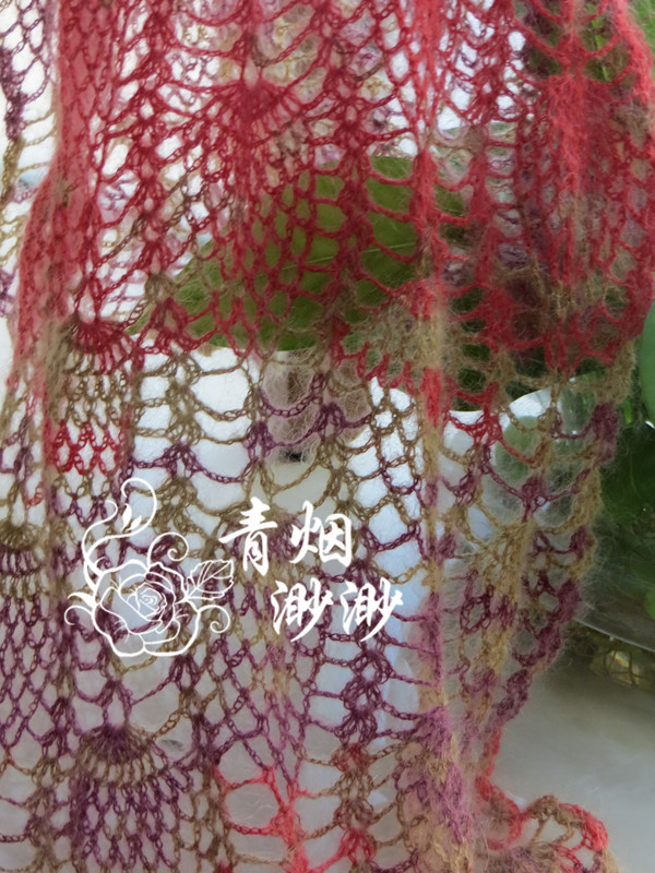 紅葉-----段染真絲小馬海長款圍巾 - 青煙渺渺 - 青煙渺渺