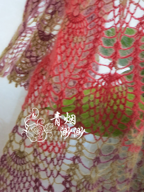 紅葉-----段染真絲小馬海長款圍巾 - 青煙渺渺 - 青煙渺渺