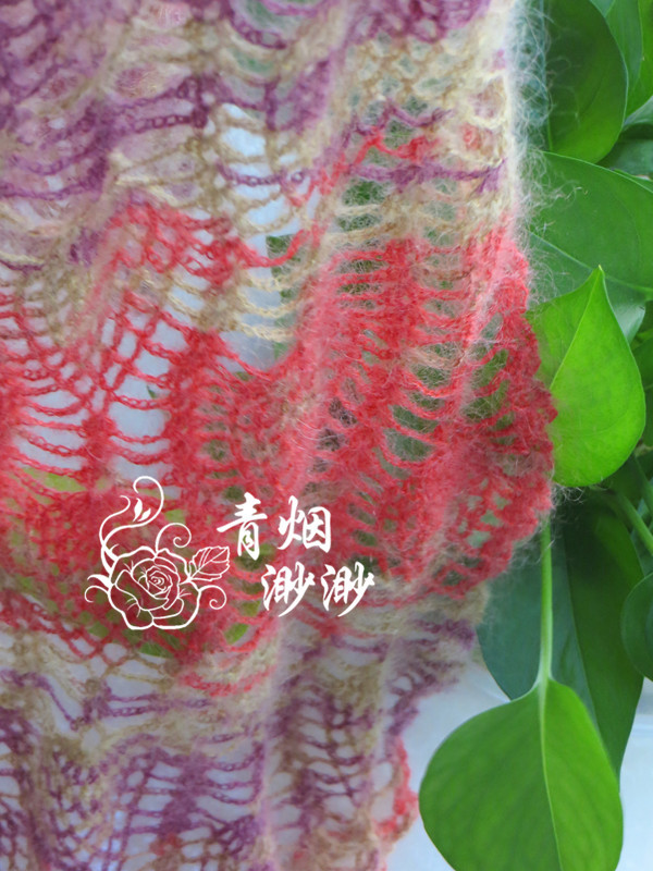 紅葉-----段染真絲小馬海長款圍巾 - 青煙渺渺 - 青煙渺渺