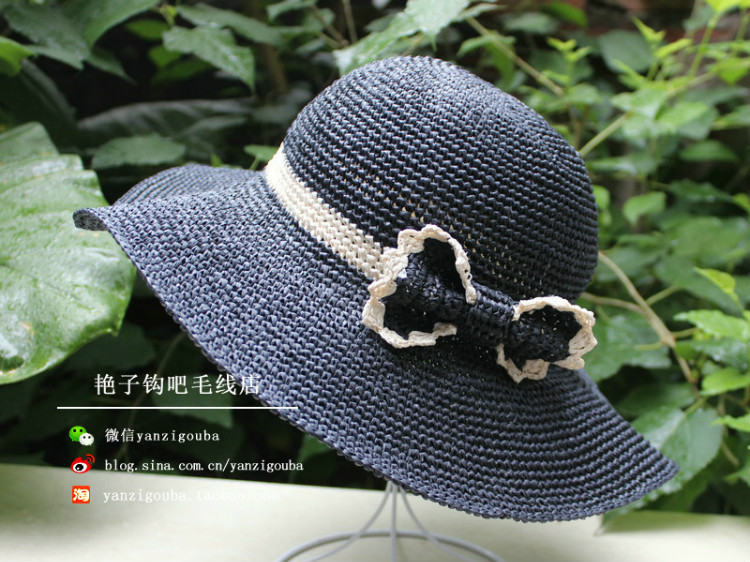 《作品秀》蝴蝶結(jié)配飾雙色大檐帽 - 艷子鉤吧 - 艷子鉤吧編織博客