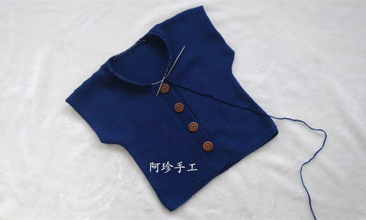 【阿珍手工】藍(lán)玫-馬甲外套—九色鹿9212美麗諾 - 阿珍 - 阿珍手工編織