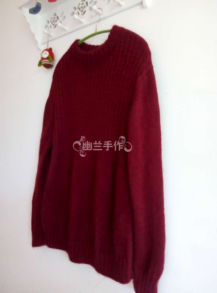 暗香～～～酒紅色圓領(lǐng)男裝 - 空谷幽蘭 - 指尖的溫柔～幽蘭の編織時光