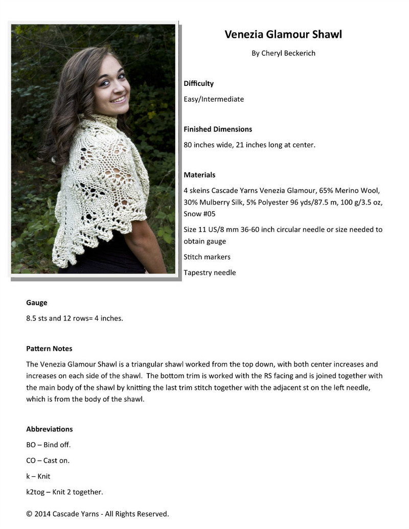 Venezia Glamour Shawl by Cheryl Beckerich - Daliute -