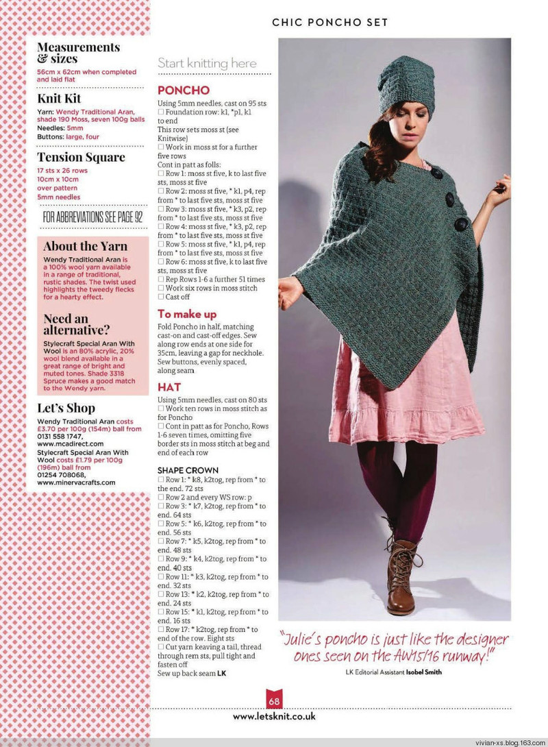 Folk Charm(Lets Knit - September 2015)——香奈兒風(fēng)斗篷 - Vivian - Vivian天天向尚