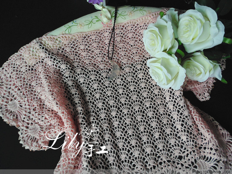 【Lily手工】--粉黛--寬松蕾絲罩衫 - Lily - Lily的手工編織天地