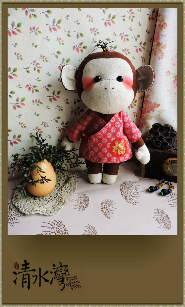 清水灣原創(chuàng)手工布藝玩偶棉麻布藝猴子（高31厘米） - 清水灣手工布藝 - 掬花在手,必有芬芳拂袖