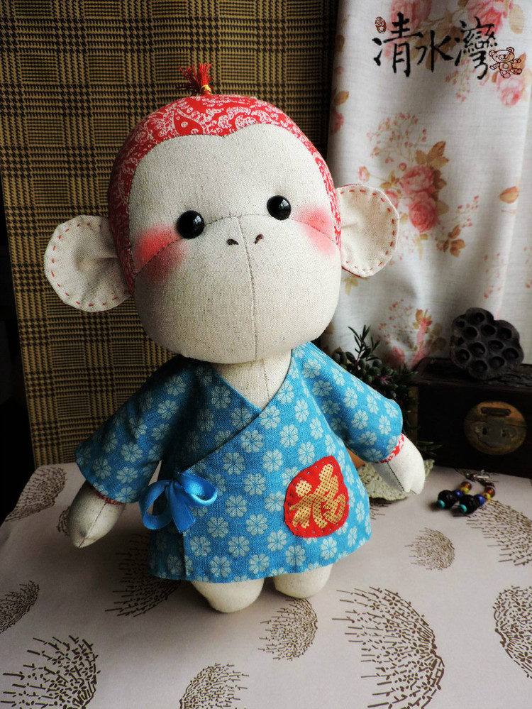 清水灣原創(chuàng)手工布藝玩偶棉麻布藝猴子（高31厘米） - 清水灣手工布藝 - 掬花在手,必有芬芳拂袖