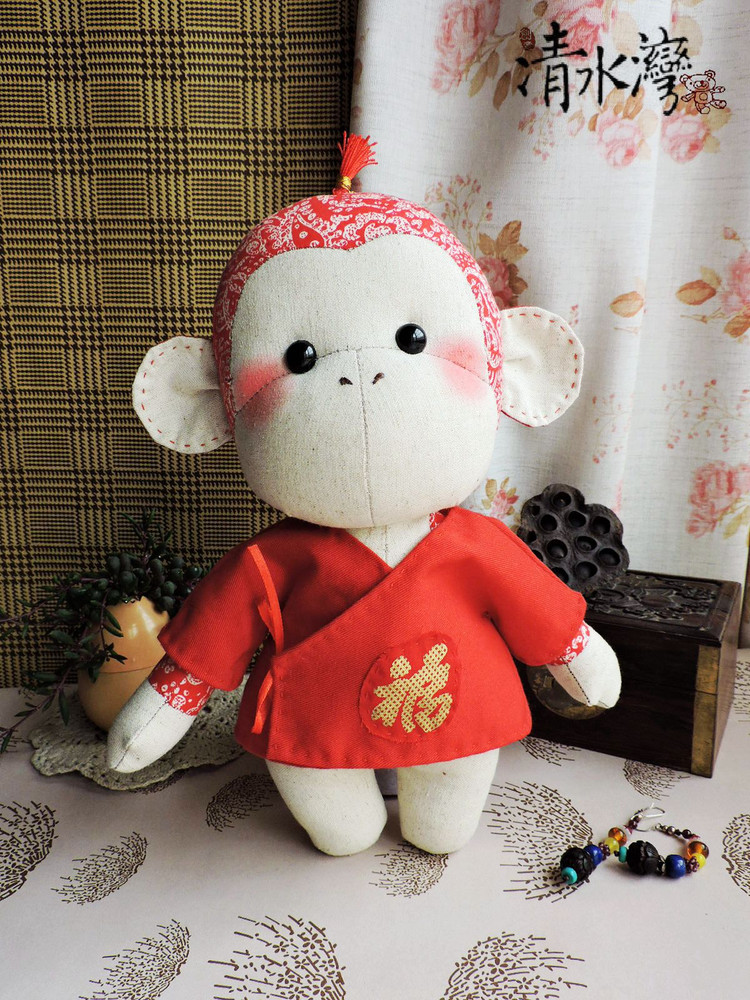 清水灣原創(chuàng)手工布藝玩偶棉麻布藝猴子（高31厘米） - 清水灣手工布藝 - 掬花在手,必有芬芳拂袖