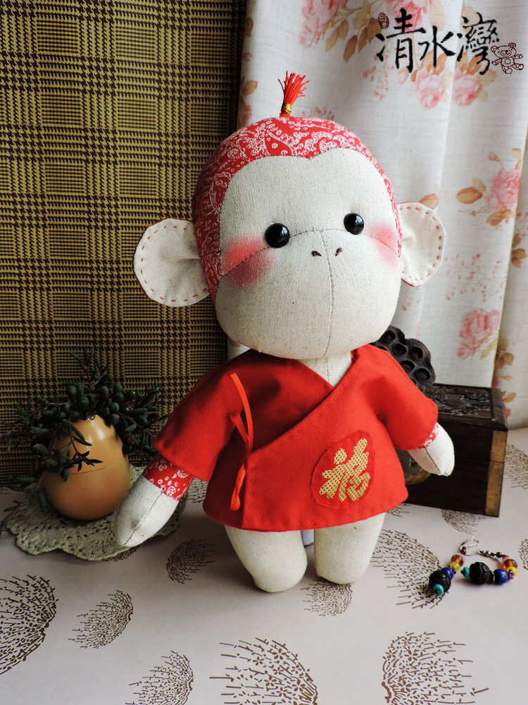 清水灣原創(chuàng)手工布藝玩偶棉麻布藝猴子（高31厘米） - 清水灣手工布藝 - 掬花在手,必有芬芳拂袖