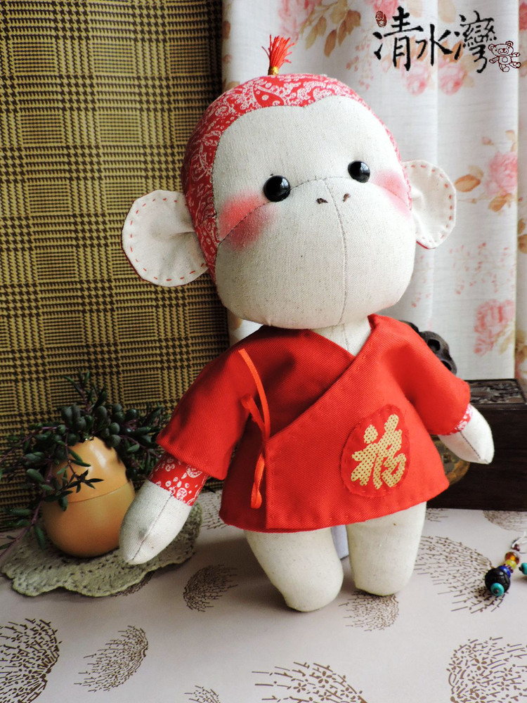 清水灣原創(chuàng)手工布藝玩偶棉麻布藝猴子（高31厘米） - 清水灣手工布藝 - 掬花在手,必有芬芳拂袖